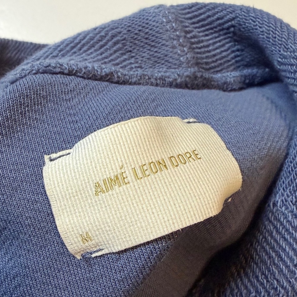 Aime Leon Dore Herringbone Hoodie Men's M Blue Knit Pullover Sweatshirt NWT - Picture 3 of 7